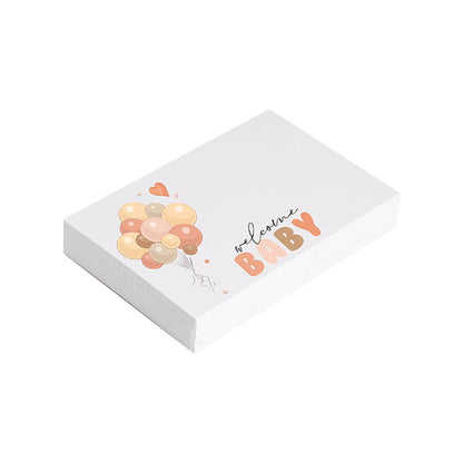 Cards White Welcome Baby with Balloons (10x6.5cmH) Pk 50