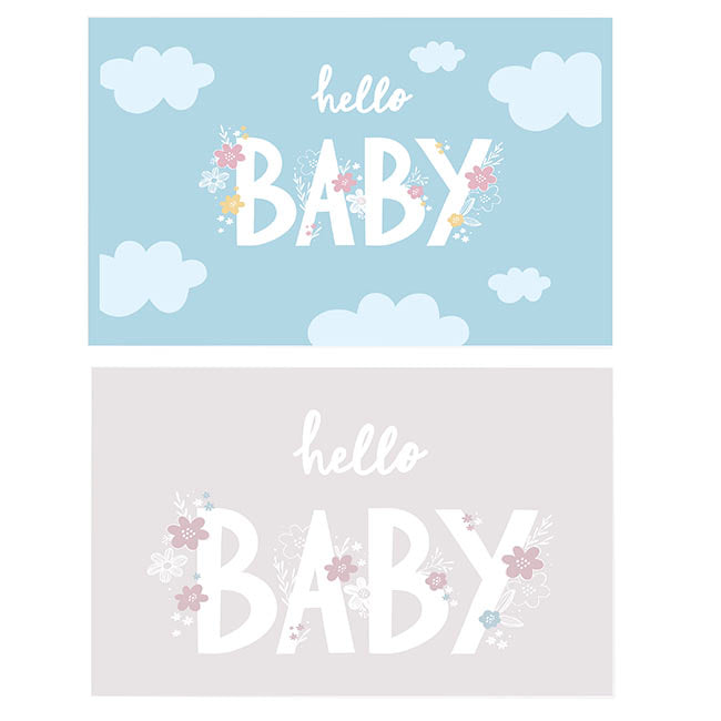 Cards Baby Boy Clouds & Girl Flowers Mix (10x6.5cmH) Pack 50