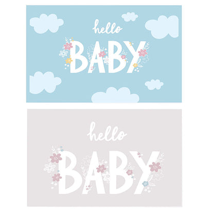 Cards Baby Boy Clouds & Girl Flowers Mix (10x6.5cmH) Pack 50