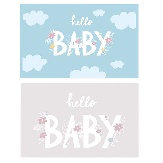 Cards Baby Boy Clouds & Girl Flowers Mix (10x6.5cmH) Pack 50