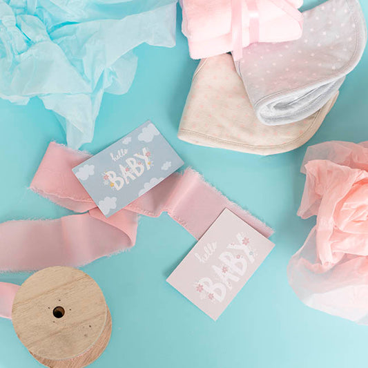 Cards Baby Boy Clouds & Girl Flowers Mix (10x6.5cmH) Pack 50