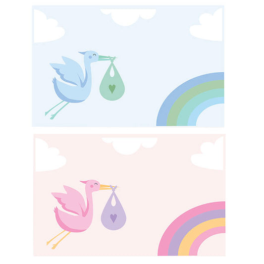 Cards Baby Boy & Baby Girl Storks Mix (10x6.5cmH) Pack 50