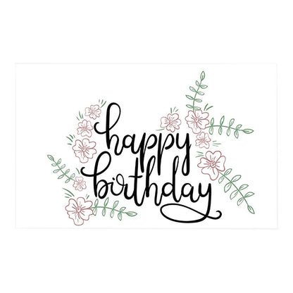 Cards White Happy Birthday Drawn Flowers (10x6.5cmH) Pack 50