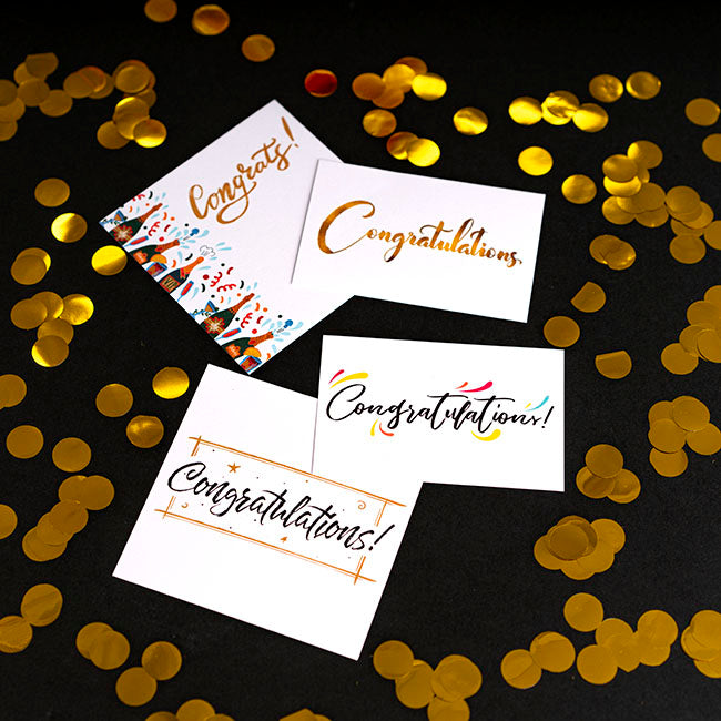 Cards White Congratulations Gold (10x6.5cmH) Pk 50