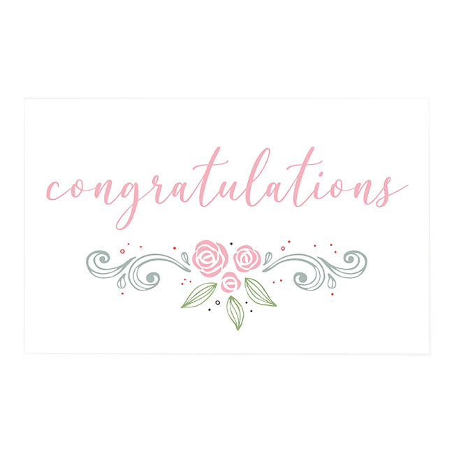 Cards White Congratulations Rose Flourish(10x6.5cmH) Pack 50