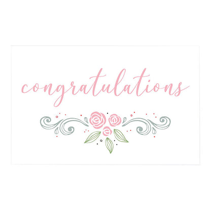 Cards White Congratulations Rose Flourish(10x6.5cmH) Pack 50