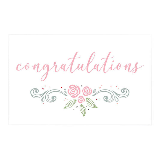 Cards White Congratulations Rose Flourish(10x6.5cmH) Pack 50