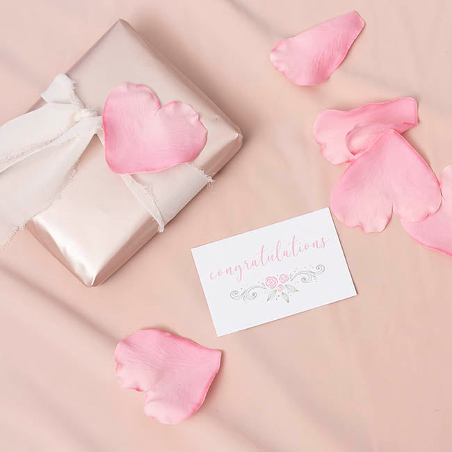 Cards White Congratulations Rose Flourish(10x6.5cmH) Pack 50