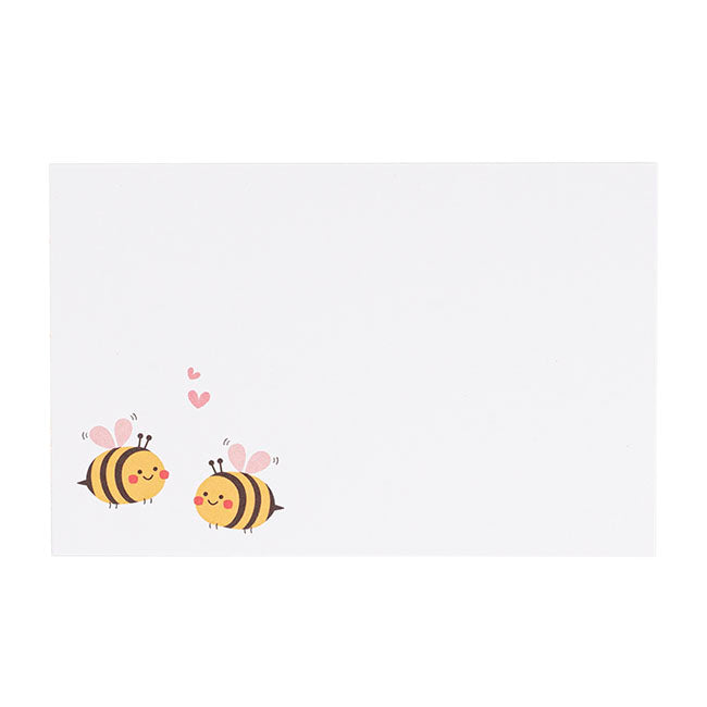 Cards White Bees in Love (10x6.5cmH) Pk 50