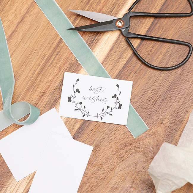 Cards White Best Wishes Leaf Garland (10x6.5cmH) Pack 50