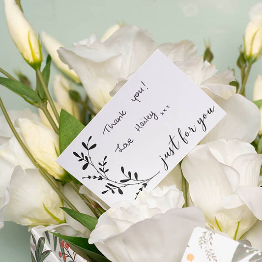 Cards White Just For You Leaf Spray (10x6.5cmH) Pack 50