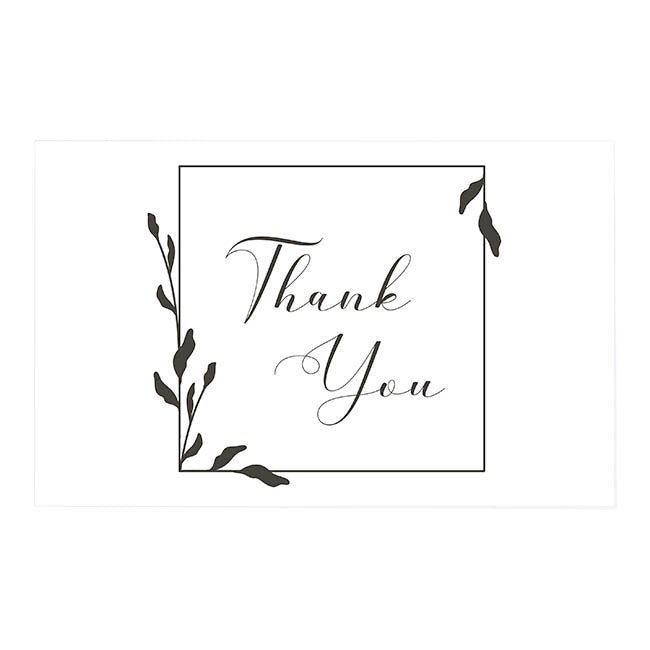 Cards White Thank You Leaf Border (10x6.5cmH) Pack 50