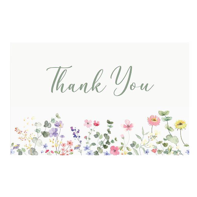 Cards White Thank You Flower Garden (10x6.5cmH) Pack 50