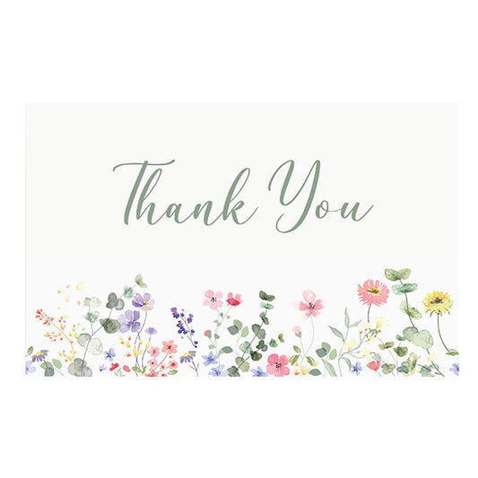 Cards White Thank You Flower Garden (10x6.5cmH) Pack 50