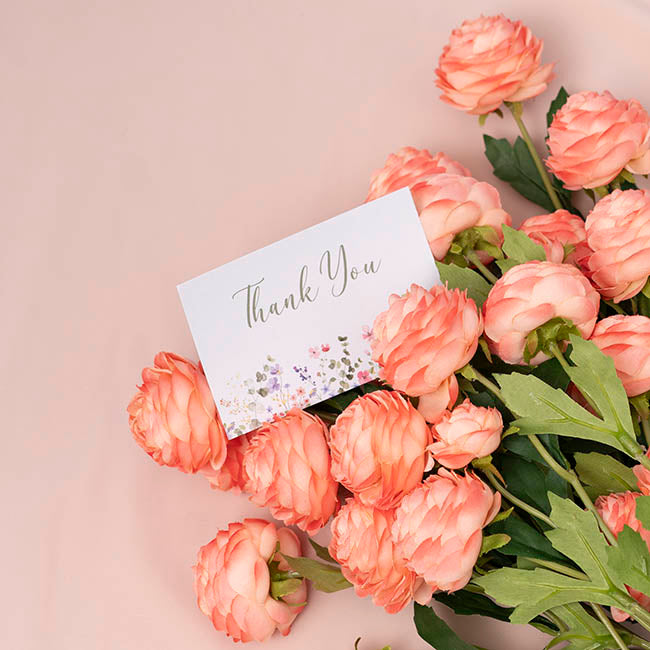 Cards White Thank You Flower Garden (10x6.5cmH) Pack 50