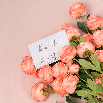 Cards White Thank You Flower Garden (10x6.5cmH) Pack 50