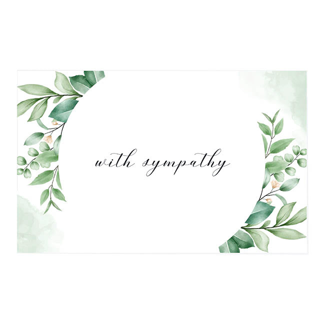 Cards White With Sympathy Leaf Garlands (10x6.5cmH) Pack 50