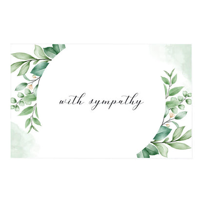 Cards White With Sympathy Leaf Garlands (10x6.5cmH) Pack 50