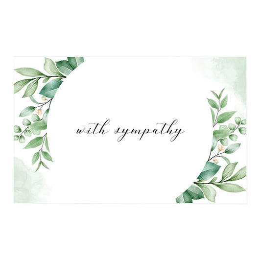 Cards White With Sympathy Leaf Garlands (10x6.5cmH) Pack 50