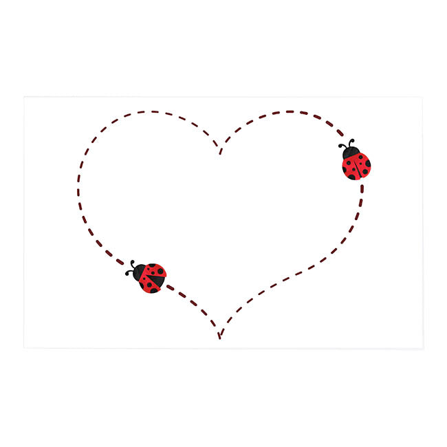 Cards White Dotted Heart with Lady Bugs (10x6.5cmH) Pack 50