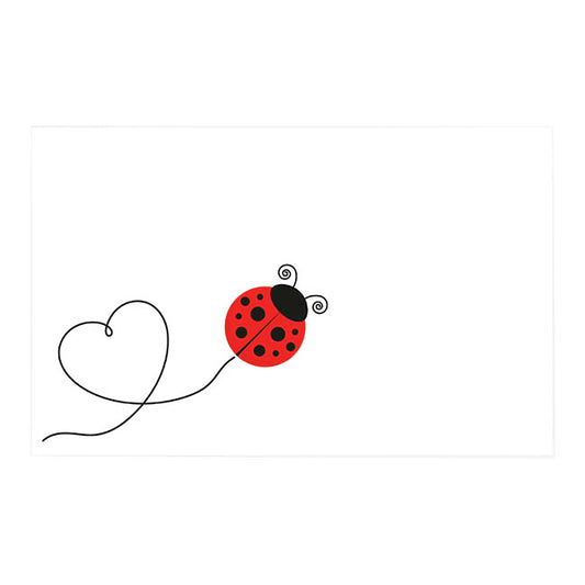 Cards White Lady Bug Love Heart Trail (10x6.5cmH) Pack 50