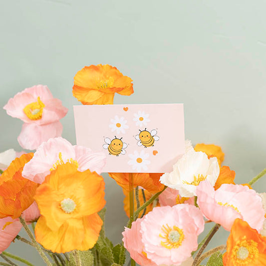 Cards White Love Bees (10x6.5cmH) Pack 50