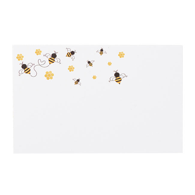 Cards White Buzzing Bees Top Border (10x6.5cmH) Pk 50