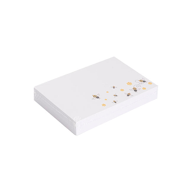 Cards White Buzzing Bees Top Border (10x6.5cmH) Pk 50