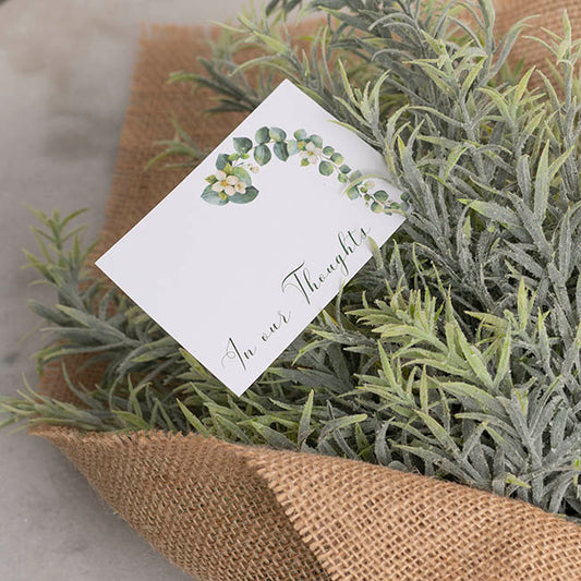 Cards White In Our Thoughts Eucalyptus (10x6.5cmH) Pack 50