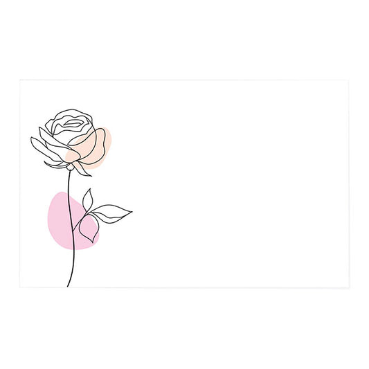 Cards White Hand Drawn Rose (10x6.5cmH) Pack 50