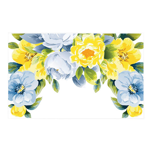 Cards White Blue & Yellow Blooms (10x6.5cmH) Pack 50