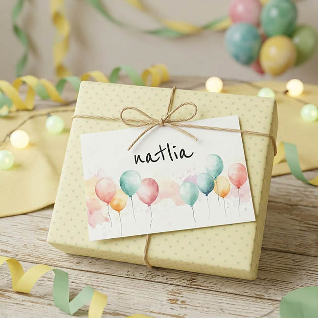Cards White Watercolour Balloons (10x6.5cmH) Pack 50