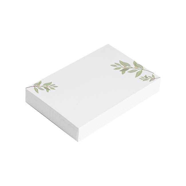 Cards White Gum Leaves Pastel Green (10x6.5cmH) Pack 50