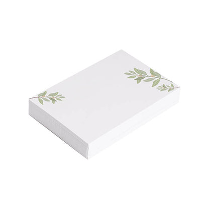 Cards White Gum Leaves Pastel Green (10x6.5cmH) Pack 50
