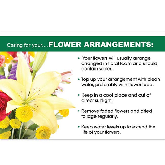 Cards Flower Care Flowers Arrangements (10x6.5cmH) Pack 50
