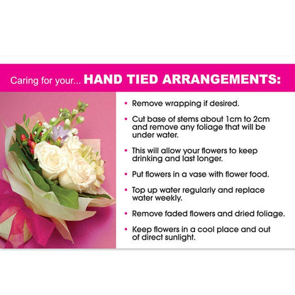 Cards Flower Care Hand Tied Arrangements (10x6.5cmH) Pack 50