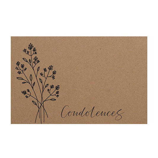 Cards Brown Kraft Condolences Flower Spray (10x6.5cmH) Pk50