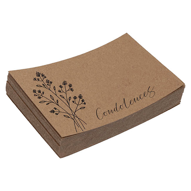 Cards Brown Kraft Condolences Flower Spray (10x6.5cmH) Pk50