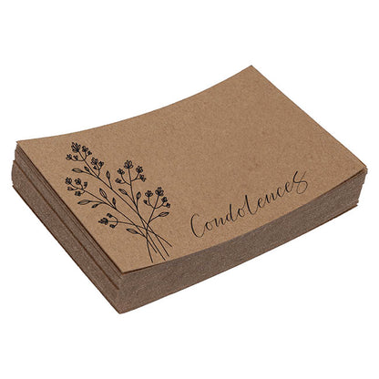 Cards Brown Kraft Condolences Flower Spray (10x6.5cmH) Pk50