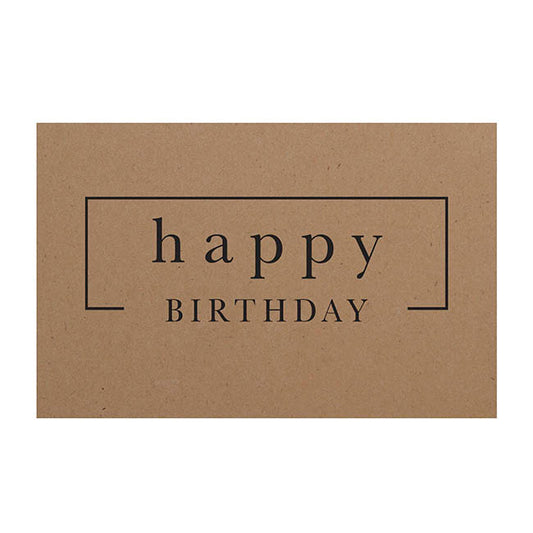Cards Brown Kraft Happy Birthday Border (10x6.5cmH) Pk50