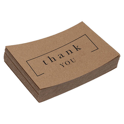 Cards Brown Kraft Thank You Border (10x6.5cmH) Pk50