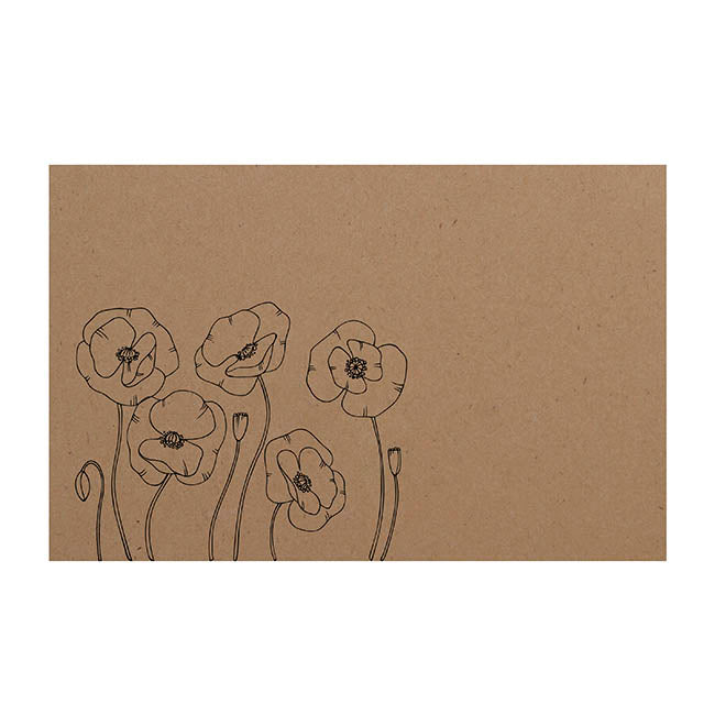 Cards Brown Kraft Tall Poppies Red (10x6.5cmH) Pack 50