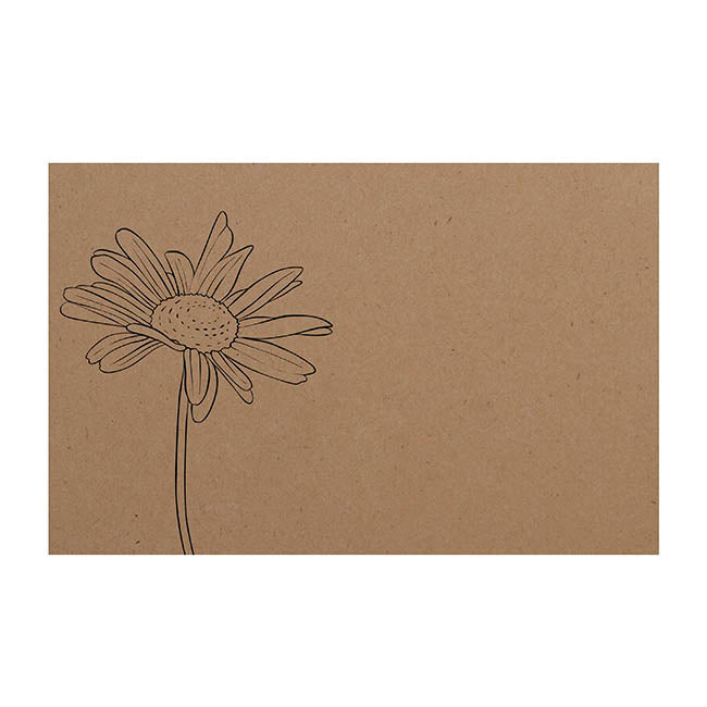 Cards Brown Kraft Hand Drawn Single Daisy (10x6.5cmH) Pk50