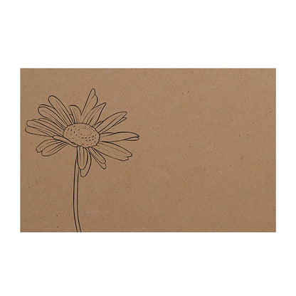 Cards Brown Kraft Hand Drawn Single Daisy (10x6.5cmH) Pk50