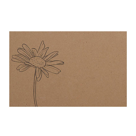 Cards Brown Kraft Hand Drawn Single Daisy (10x6.5cmH) Pk50