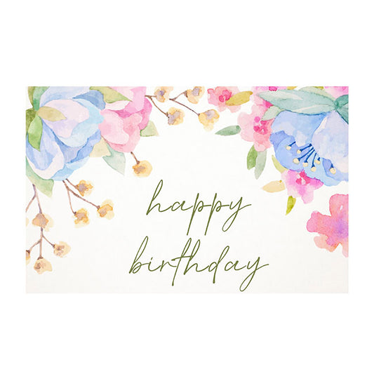 Cards White Birthday Pastel Flowers  (10x6.5cmH) Pack 50