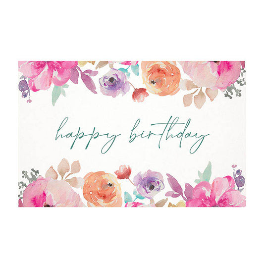 Cards White Birthday Pastel Pink Florals (10x6.5cmH) Pack 50