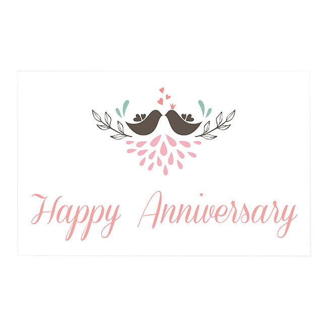 Cards White Happy Anniversary Love Birds (10x6.5cmH) Pack 50