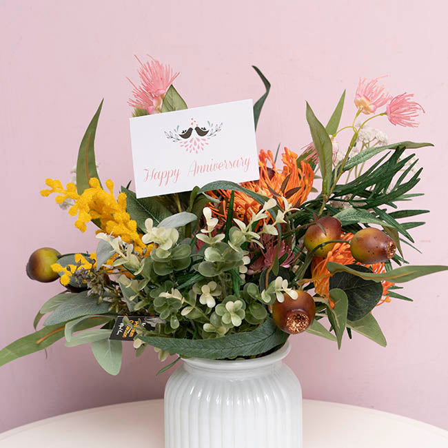 Cards White Happy Anniversary Love Birds (10x6.5cmH) Pack 50