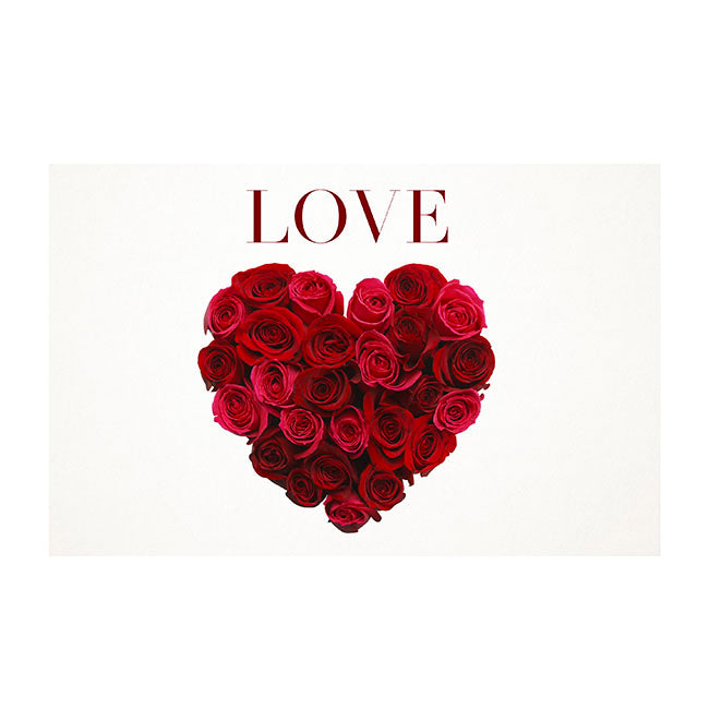 Cards White Love and Heart Roses Red (10x6.5cmH) Pack 50
